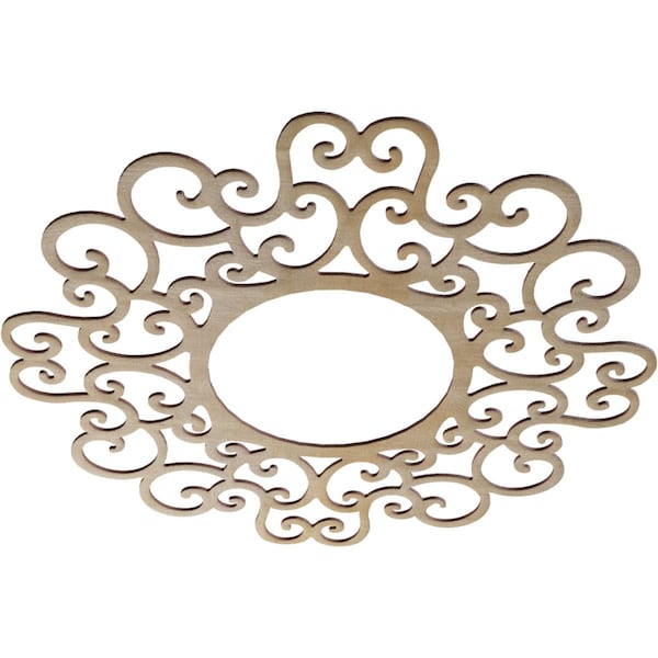 Reims Wood Fretwork Pierced Ceiling Medallion, Hickory, 34OD X 13ID X 3/8T